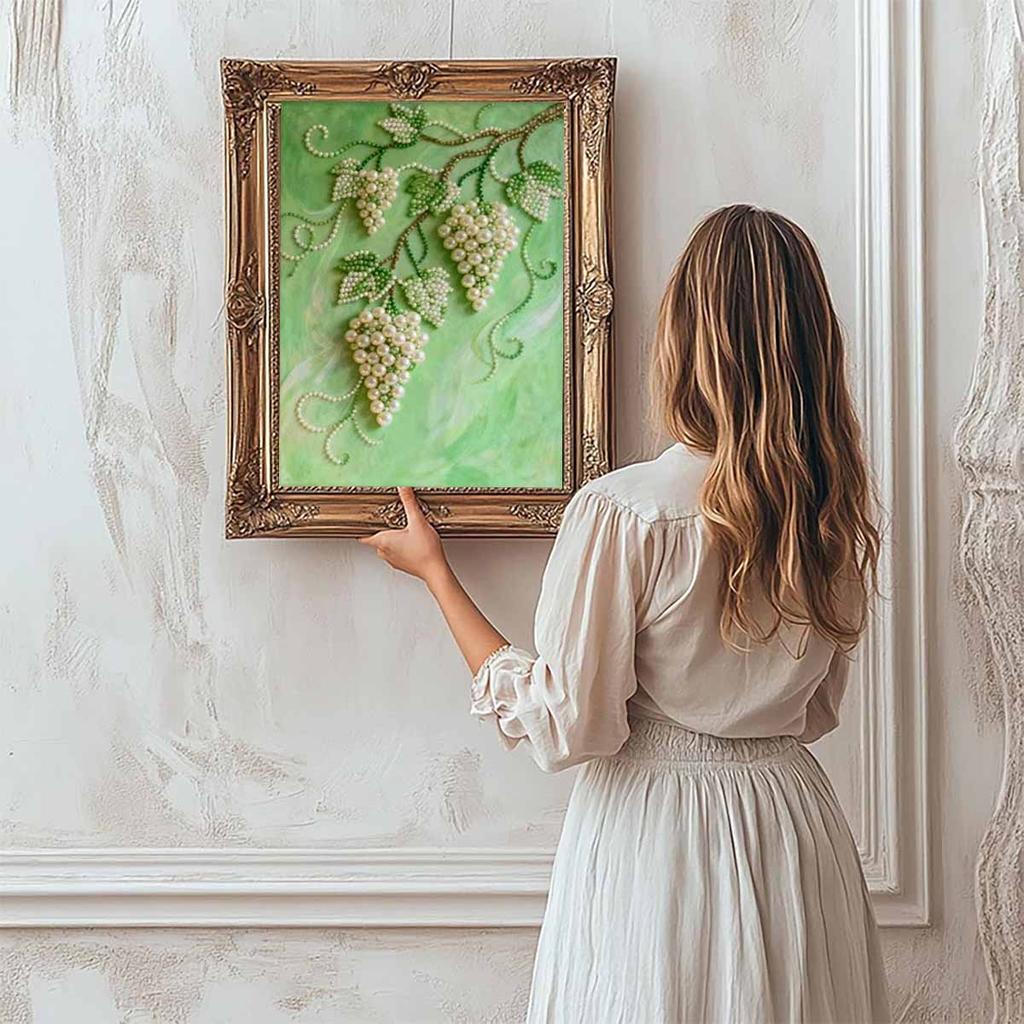 Pearl Grape DIY Diamond Art Kits 15.7x19.6inch Gem Art Diamond Painting Kits Without Frame for Adults Gift Idea Home Wall Decor