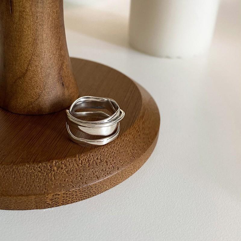 Δαχτυλίδι από Ασήμι 925 Γεωμετρικό Πολυεπίπεδο με Στρογγυλές Χάντρες Γυναικεία Μόδα Punk Τemperament Αντιαλλεργικό Στολίδι Κοσμήματα