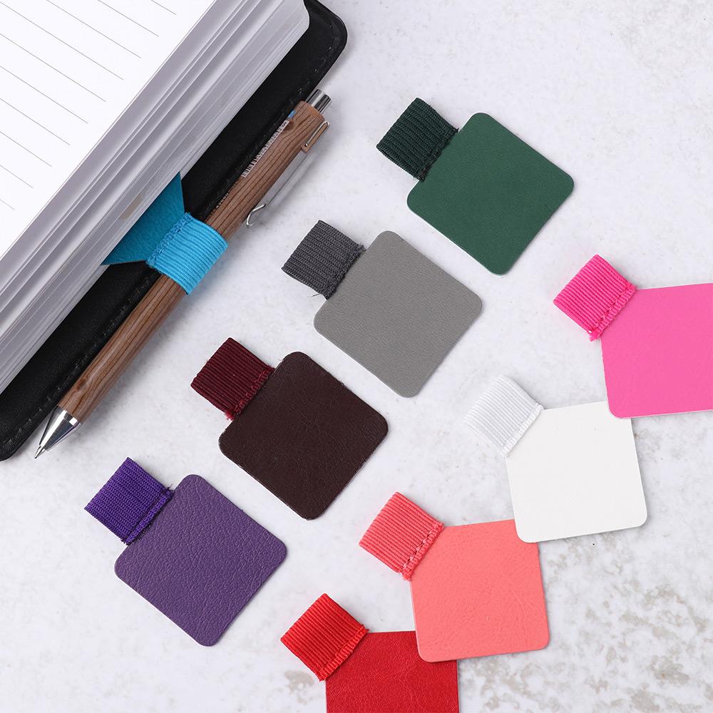 4Pcs/Collection Leather Pen Clips Self-adhesive Pen Holder Lightweight Multicolor Pencil Elastic Loop Office Stationery Notebook Accessory