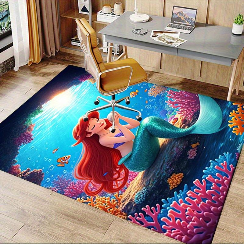 Office Rug Mermaid, Underwater theme 3D Printed Anti-Slip Rug-Machine Washable for Living Room