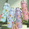 1PC Ditsy Spring Floral 750ml Color Plastic Sports Water Bottle Leakproof Flip Straw Lid Suitable for Sports Office Home Use