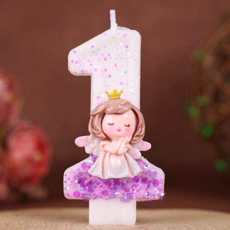 Creative Cake Digital Birthday Candle Purple Gradient Angel Girl Birthday Handmade Candle