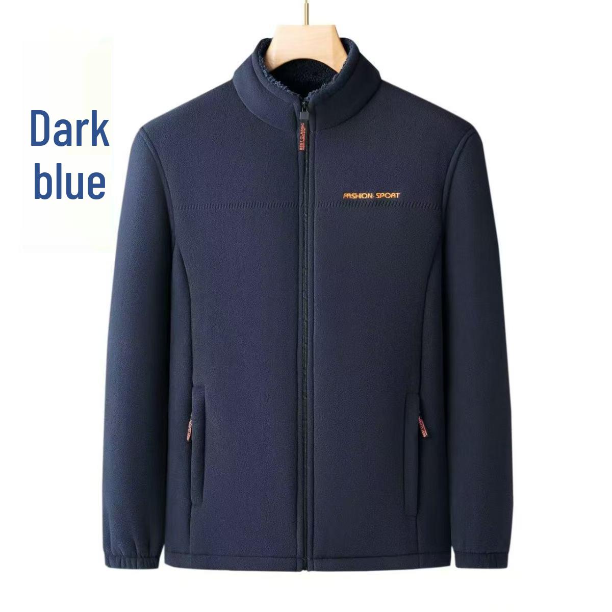 

Men s Thickened Fleece Lined Winter Jacket, 2025 New Zipper Cardigan Style. 2XL (130-150 jin) темно-синий