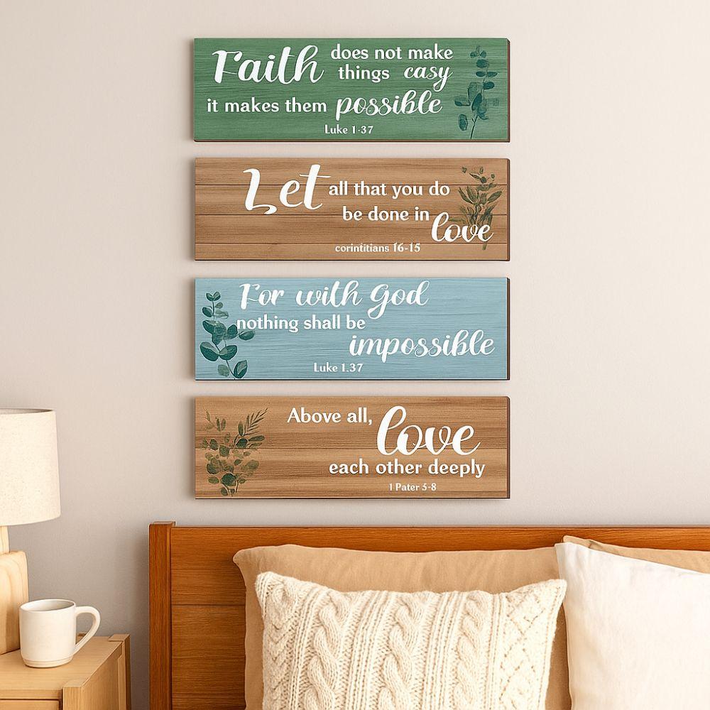 Modern Letters Plants Hanging Sign Wooden Wall Decor Paintings Floral Wall Art Room Decor