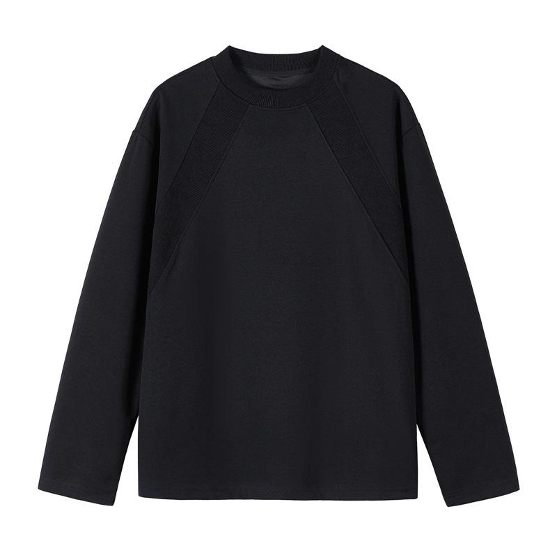 Bavlněná patchworková mikina volného střihu s dlouhým rukávem, jednobarevná, ležérní, outdoorová