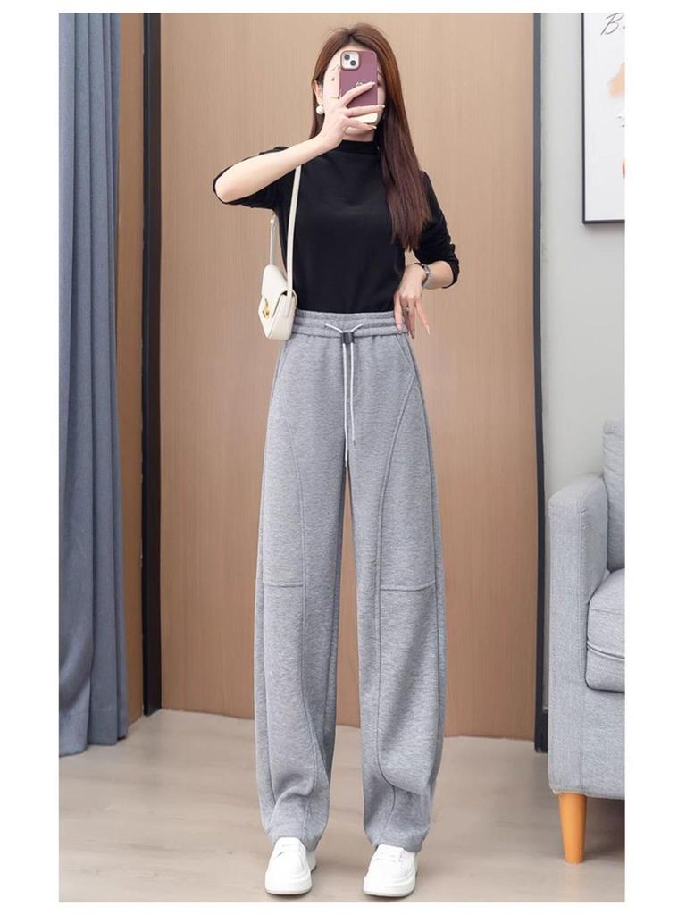Women's Yellow Straight-Leg Sporty Casual Sweatpants - Spring/Autumn 2025 Collection