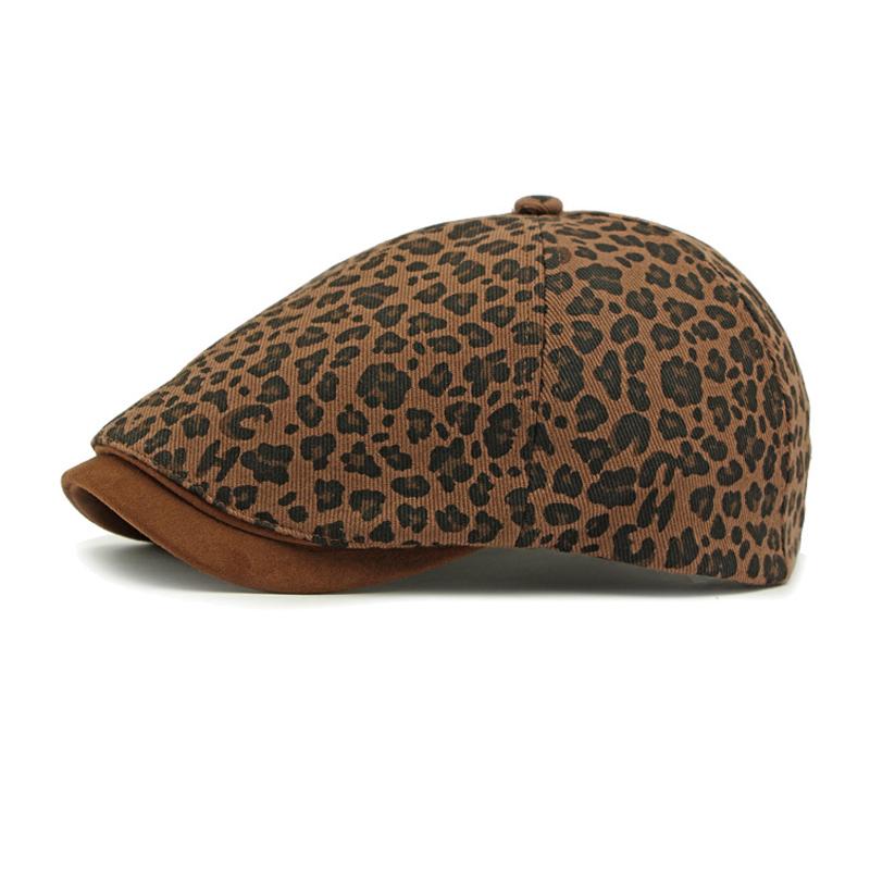 Spring Autumn Leopard Hat Women's Retro Beret Six-Piece Cap Painted Hat Newsboy Cap