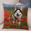 Pet Animal Sofa Cushion Cover Cute Siberian Husky Pillowcase Decorative Dog Print