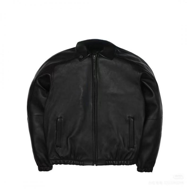 Herren Streetwear PU-Lederjacke mit Nieten Kapuze Übergroßer Schnitt Modische Oberbekleidung