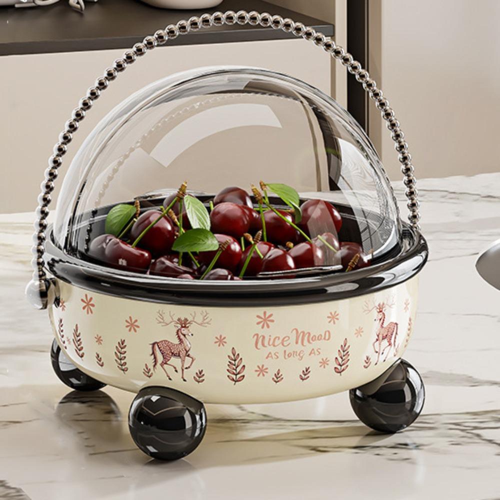 

Flip Cover Drain Fruit Serving Plate Large Capacity Snack Tray Household Fruit Bowl Living Room