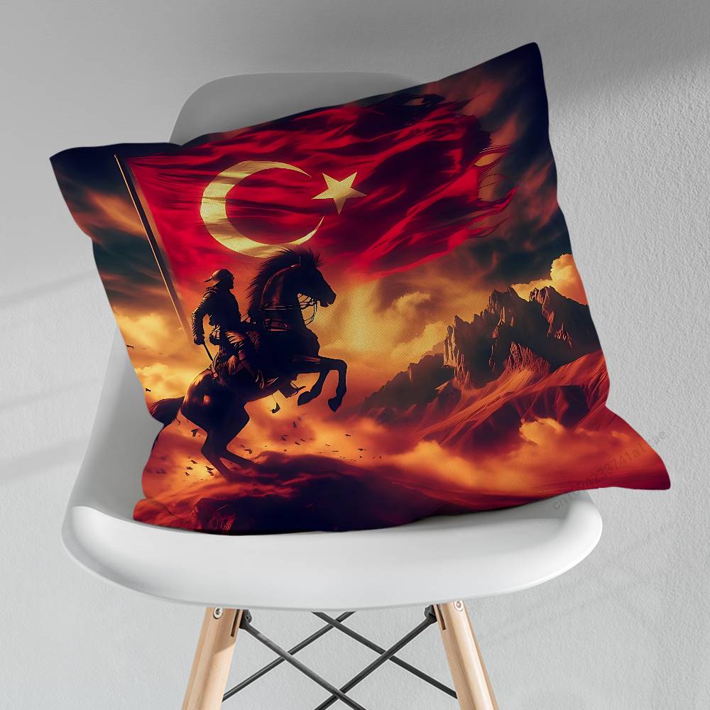 Cool Art Turkish Flag Throw Pillow Case Living Room Sofa Cushion Cover For Home Bedroom Decoration Protector