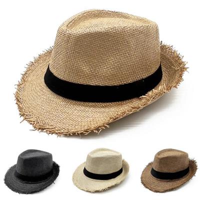 Stroh Sonnenhut Herren Damen Lässig Atmungsaktiv Cowboy Hut mit breiter Krempe Jazzhut Sonnenschutz Mode Strandkappen Sommer