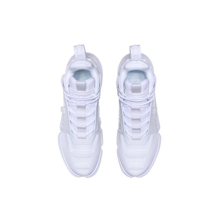 New LiNing Essence Cushioning Anti Slip And Wear Resistant Breathable Coverage Mid Top Sports Casual Shoes Unisex White AGBQ117-4