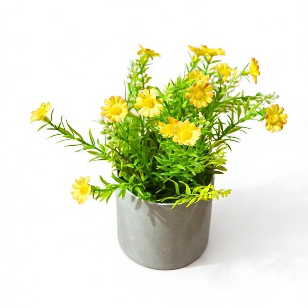 Flower Display Fake Wildflowers Artificial Flower Potted Plastic Lifelike Fake Greenery Artificial Daisy Bonsai Party Decoration