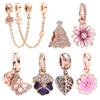 Charms Diy Women Jewelry Gift Sparkling Rose Gold Flowers & Hearts Family Tree Daisy Flower Beads Fit Original Bracelet