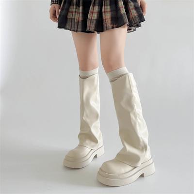 Black Retro Thick Heel Platform Boots Women's 2025 New Autumn British Style Thin But Knee Trouser Boots