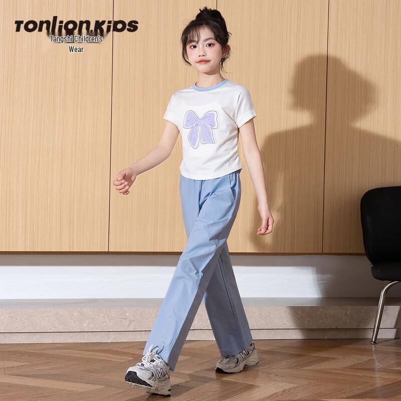 Tang Shi Girls  Summer T-Shirt  Wide-Leg Pants Set 130