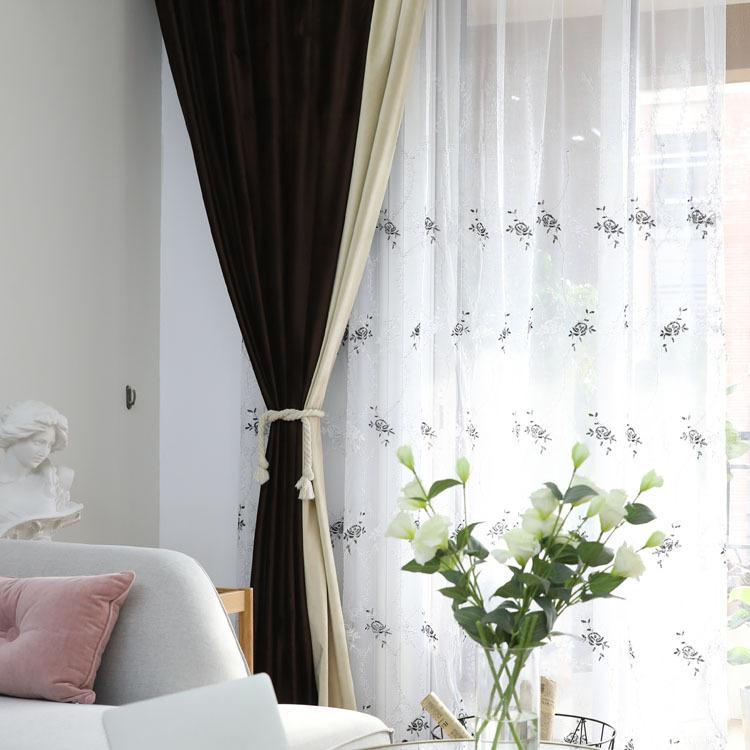 Keqiao Simple Solid Color Velvet Blackout Splicing Curtains, Bedroom, Living Room Curtains