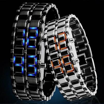 Montre homme Lava Iron Samurai en acier inoxydable LED montres numériques montres de sport pour hommes