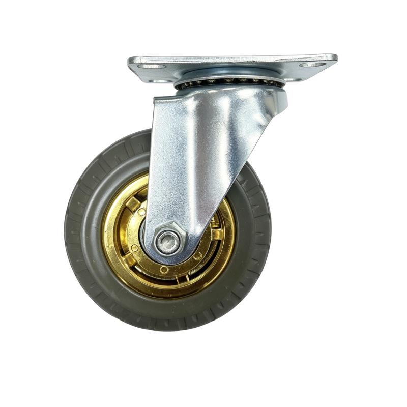 Gold-Plated Silent Rubber Casters with Brake - 3, 4, 5 Inch Options