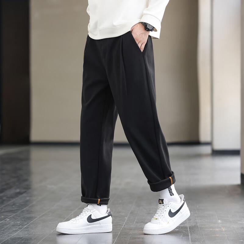 Men's Plus Velvet Loose Straight-Leg Casual Pants