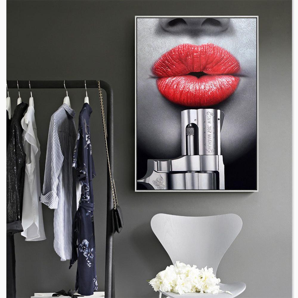 Wall Art Canvas Poster Print Lip Painting For Living Room Pub Picture Wall Art Large Modern Pictures Home Decor Movie Poster