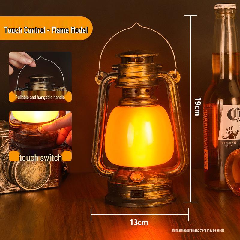 Cross-Border Retro Lantern: Charging Bar Table, Decorative Atmosphere, Outdoor Camping Desk Lamp