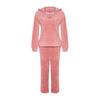 Rosafarbenes Wellsoft-Sweatshirt-Hose-Strickpyjama-Set mit Kapuze und Ohren, Thmaw24pt00030