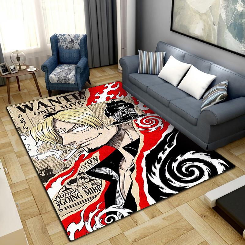 Monkey D. Luffy Printed Anti-slip Carpet Fashionable Decorative Rug Mat for Bedroom Living Room LXR155