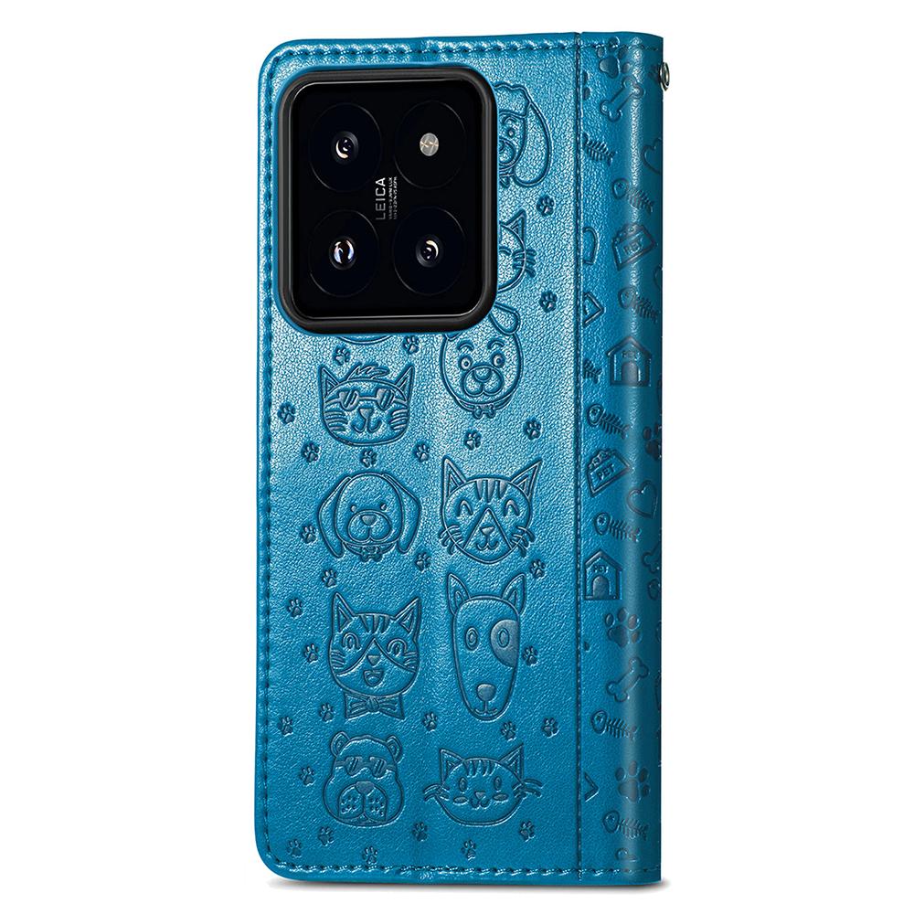 Kožené pouzdro peněženka pro Xiaomi 14T Pro vyklápěcí kryt na telefon s roztomilým vzorem kočky a psa