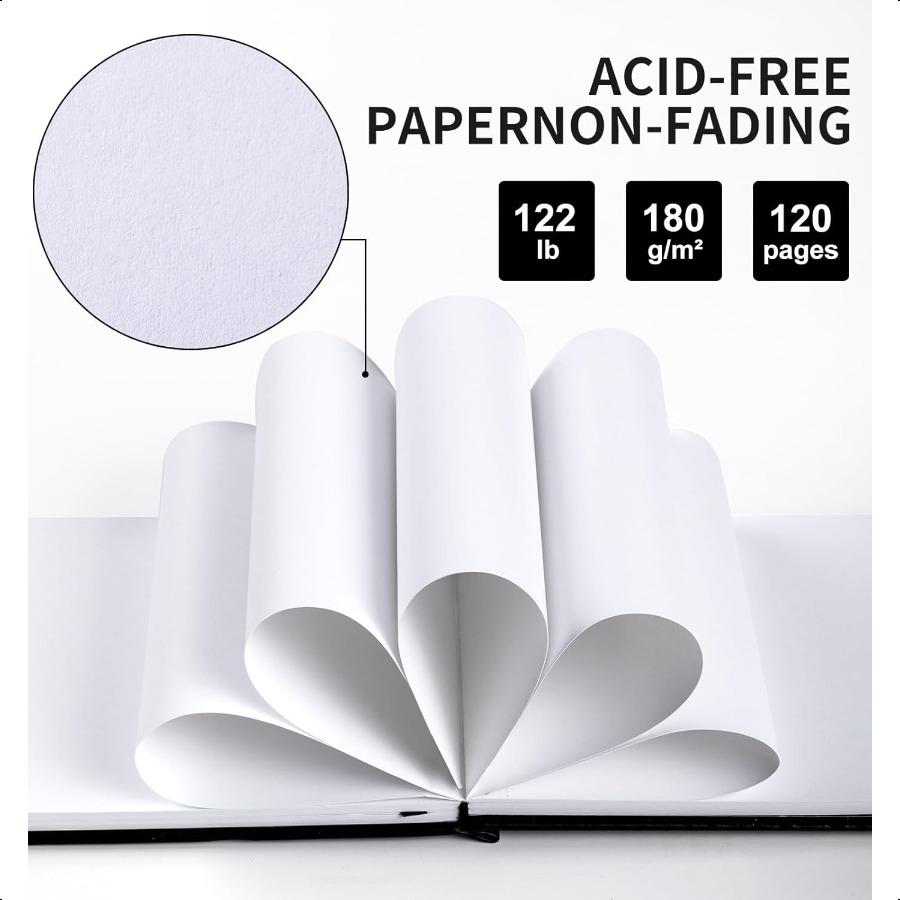 ALKALO Square Sketchbook for Drawing 120 Pages Sketch Book 122LB 180GSM Thick Paper Mixed Media Sketchbook for Charcoal Pencil