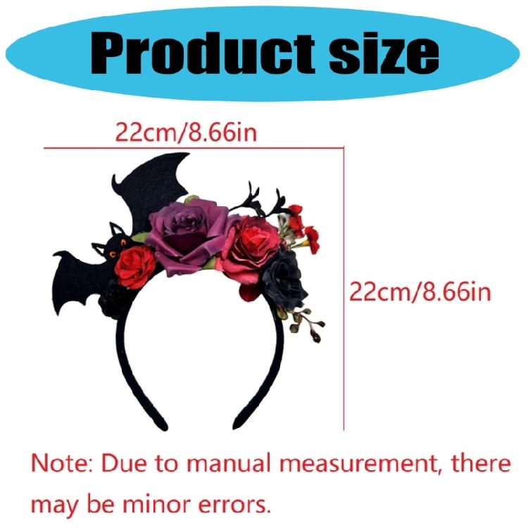 Halloween Themed Rose Bat Hairband Practical Resin Headband Nonslip Design For Cosplay Photography Costume Parties