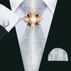 16 Styles Tie with Pearl Brooch for Men Paisley Woven Necktie Hanky Cufflinks Set Wedding Formal