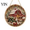 Durable Christmas Tree Decor Rhinestone Painting Suncatcher Kit, Round DIY Hanging Festive Decorations for Holidays Home, Craft Pendant Holiday Party