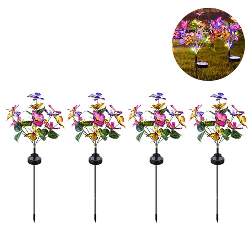 Outdoor Solar Flower Light for Garden Decoration LED RGB Fairy Light Solar Powered Lamp Decorative Lights for Landscape Backyard