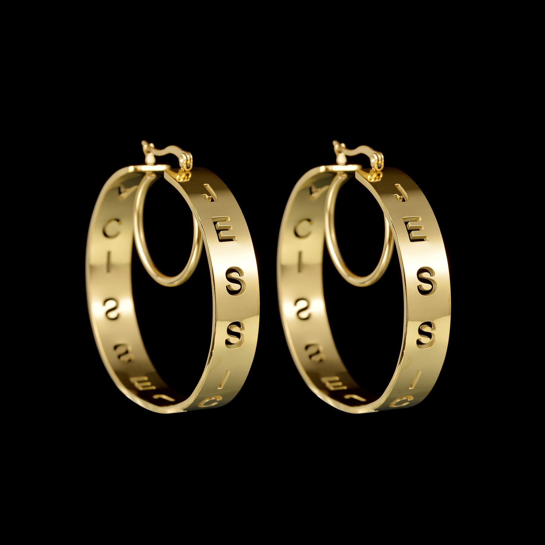 

Atoztide 50mm Personalized Custom Name Earrings Hoops Stainless Steel for Women Letters Hollow Nameplate Fashion Jewelry Gift Silver color