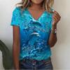 Women's Summer Beach T-shirt V-neck Top