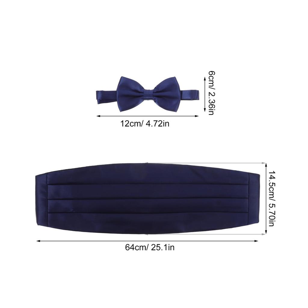 [ABOOFAN] Cummerbund, Bow Tie, Pocket Square 3-Piece Set - Tuxedo, Formal Suit, Men's Tailcoat, Wedding, Party, Adjustable Size (Royal Blue)
