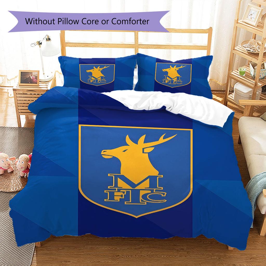 MansfieldFC Muster Bettwäsche Steppdecke Set Bettbezug Kissenbezug Heimdekoration Geburtstagsgeschenk (1 Bettbezug + 2 Kissenbezüge, ohne Füllung)