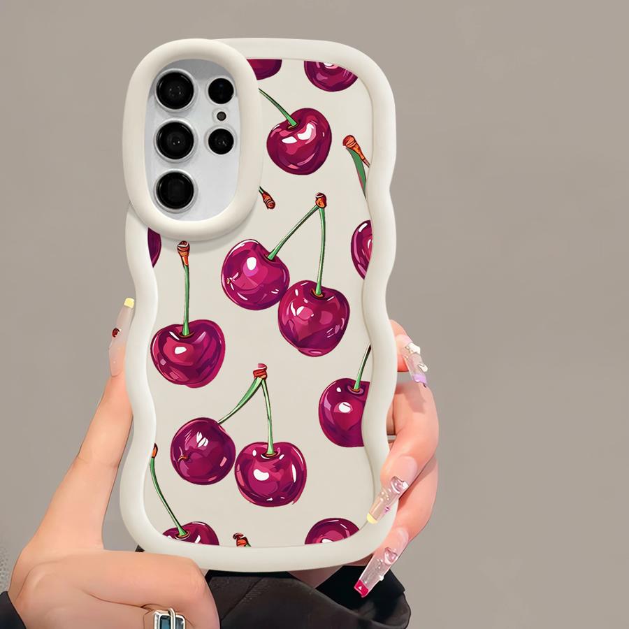 Weiche Handyhülle für Samsung Galaxy A25 S23 Plus S24 A26 S20 FE S22 Ultra S25 S21 A24 A54 A35 A55 A36 A34 Frucht Kirsche