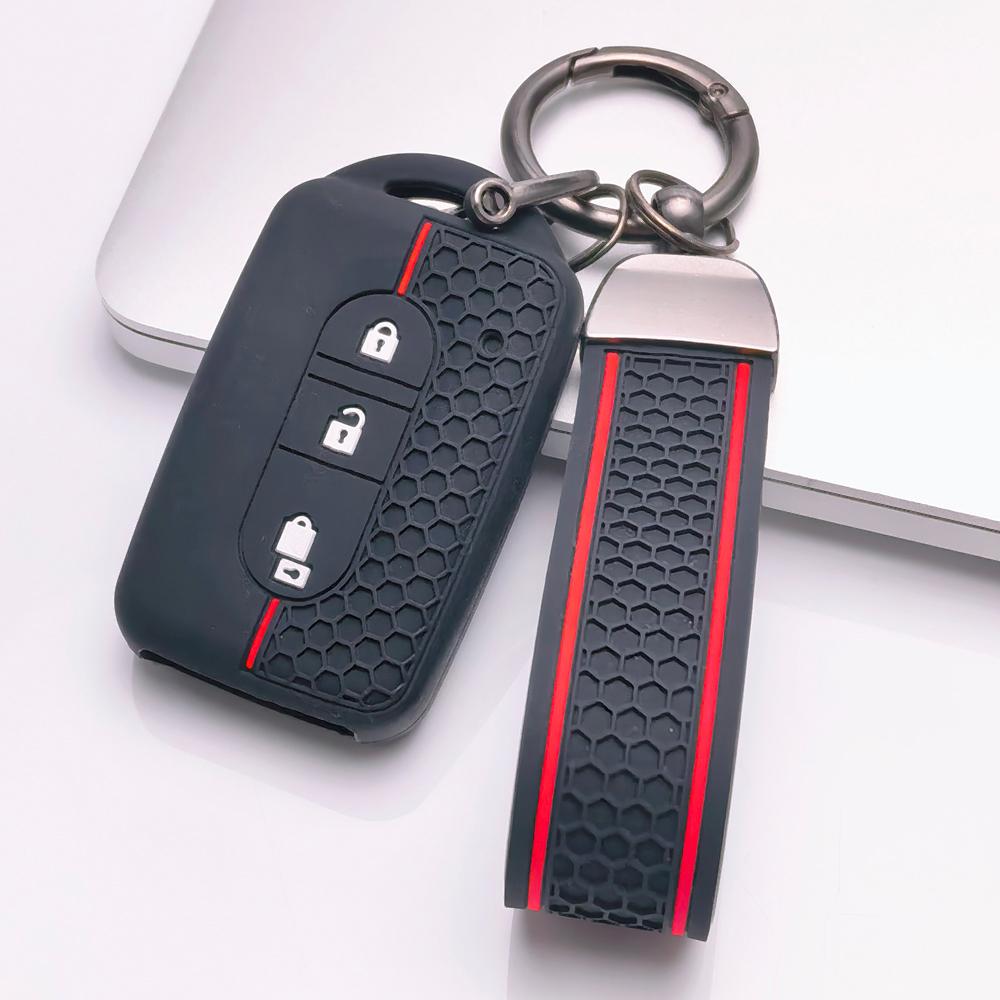 Silicone Key Cover with keychain for Nissan 3 Button Smart Key, Fits Nissan Qashqai X-Trail Juke Pathfinder Navara, Shockproof Key Fob Holder чёрный