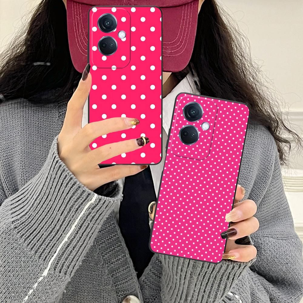 Pink Point Heart Mobile Phone Case for OPPO Reno 14 13 12 11 10 9 8 7 6 5 F T Pro 5G Colorful Printing Cover Cover Pretty