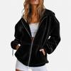 European and American Golden Velvet Hooded Sweater Autumn and Winter Loose Zipper Cardigan Jacket Casual Top