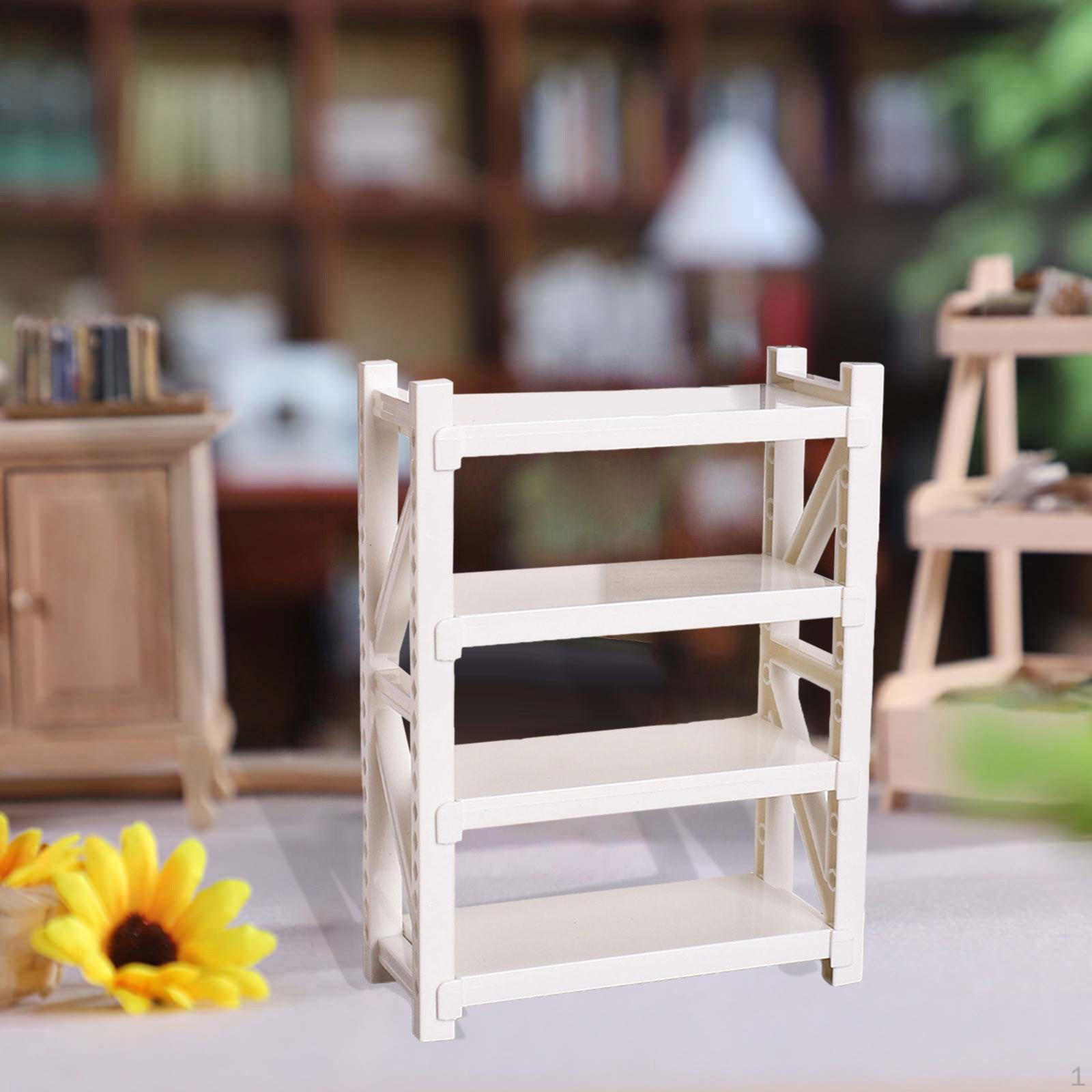 

Dollhouse Miniature Storage Rack 4 Tier Bookshelf Cabinet Organizer Shelves белый