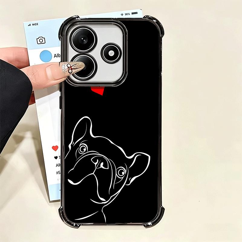 French Bulldog Black Desgin Plating Phone Case For Xiaomi Poco X5 X6 X7 X8 Pro Max F8 Ultra F7 M8 M7 M5S Redmi 15C 15 14C 13C 13