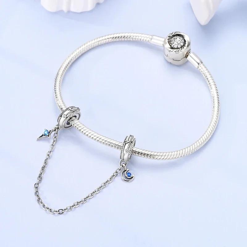 Original 100% Copper Clasp Clip Bead Star Moon Safety Chain Fit Original Bracelet Diy Jewelry Making Women Gift