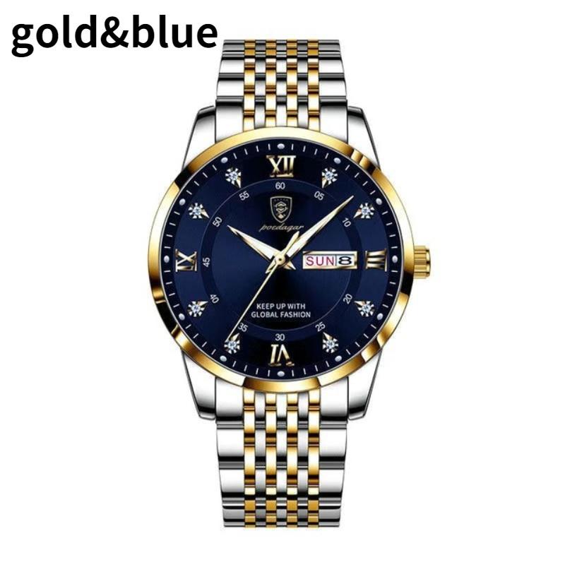 New Casual Men's Watches Stainless Steel Band Wristwatch Big Dial Quartz Clock with Luminous Waterproof Watch Business Chronograph