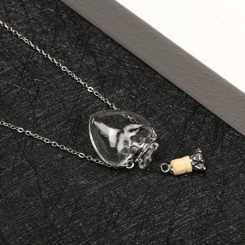 Chain Water Drop Heart Essential Oil Pendant Glaze Vial Necklace Perfume Jewellery Memorial Jewelry