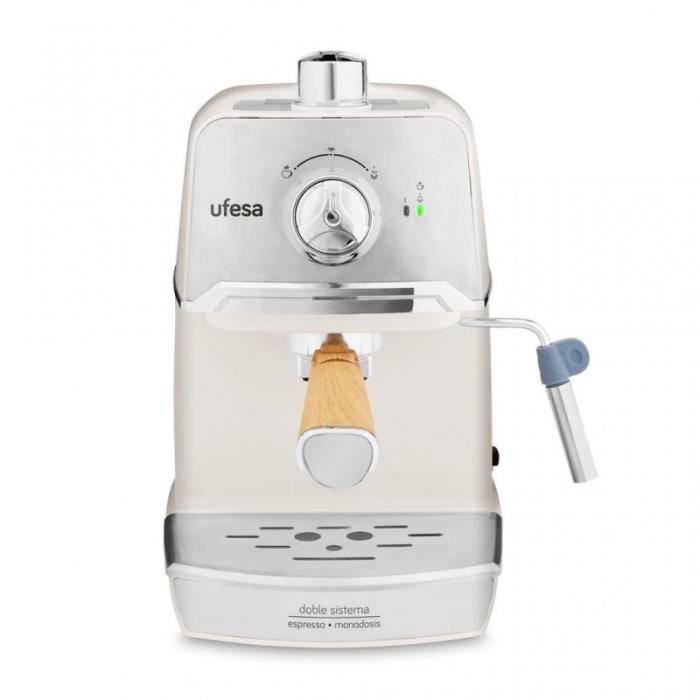 Ufesa Ce7238 Espresso Machine Cream - 20 Bar Pressure Pump - Ground Coffee and Pods - White/cream