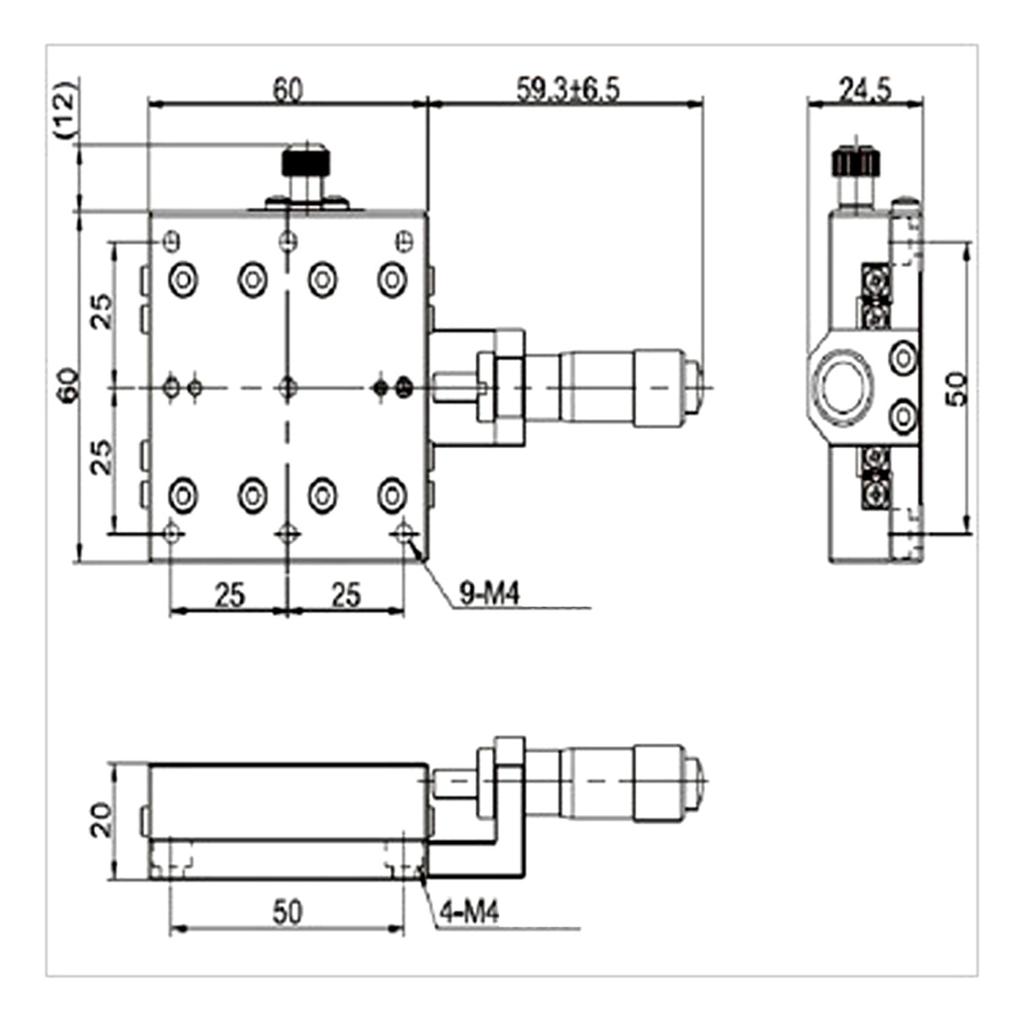 X Micrometer Manual FinE Tuning Cross Roller Precision Linear Stages 60*60mm